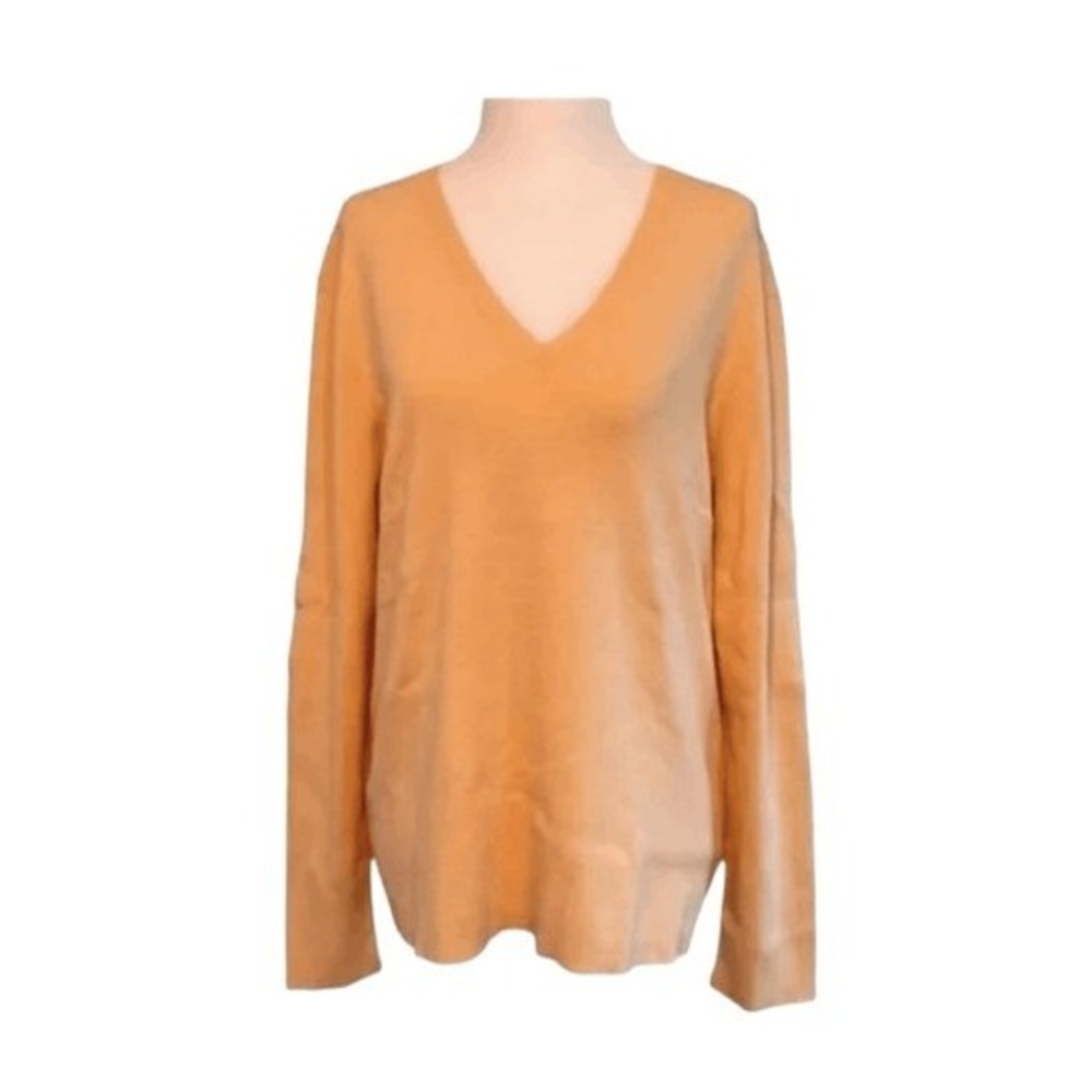 Chico's Aubrey Classic V-Neck Sweater Butter Yellow Knit Long Sleeve L 3